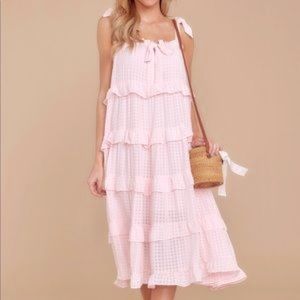 Lovely Pink Gingham Midi Dress, Size M, EUC